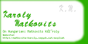 karoly matkovits business card